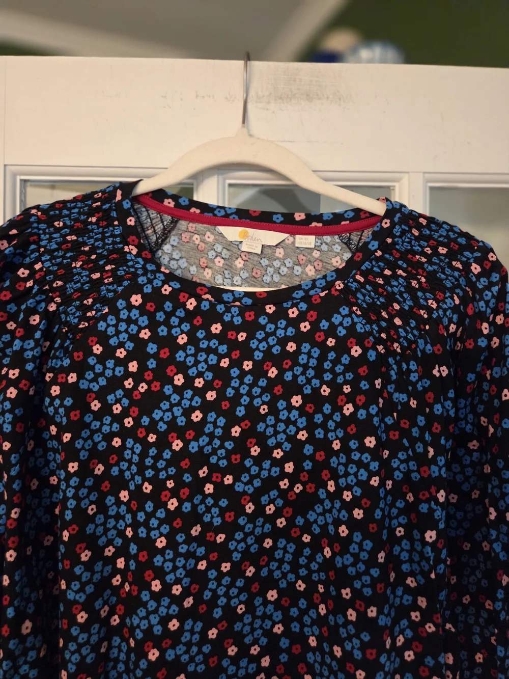 Boden Navy Blue Floral Long-Sleeve Blouse - Size 16/ 18